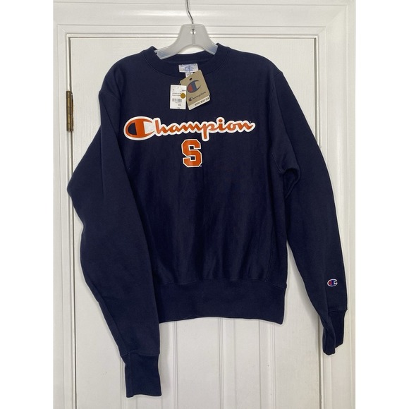 Champion Reverse Weave Mens Pullover Crewneck Navy Small Syracuse University New - Picture 1 of 6